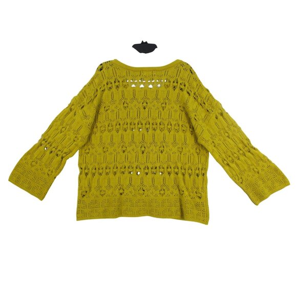 Indigo Thread Co. Olive Green Openwork Cotton Sweater Size - M - Picture 8 of 9